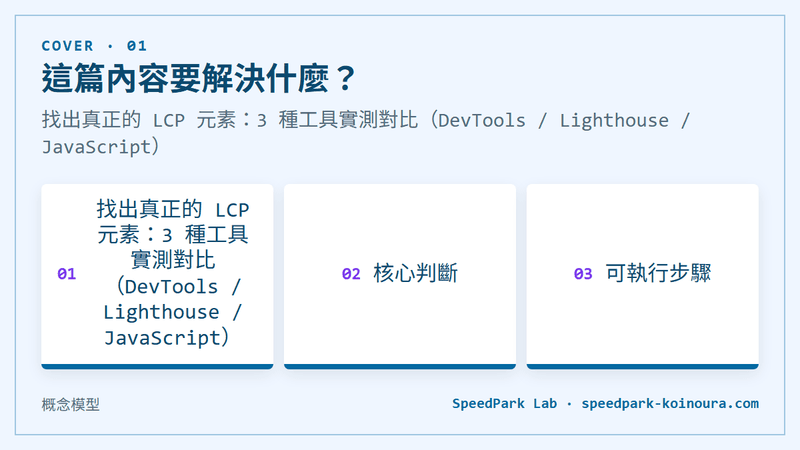 找出真正的 LCP 元素：3 種工具實測對比（DevTools / Lighthouse / JavaScript）