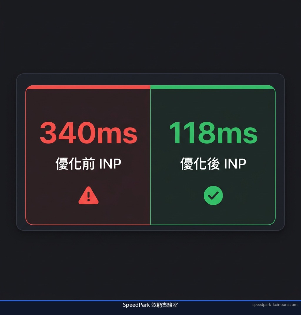 INP 優化前後數據對比：從 340ms 降到 118ms