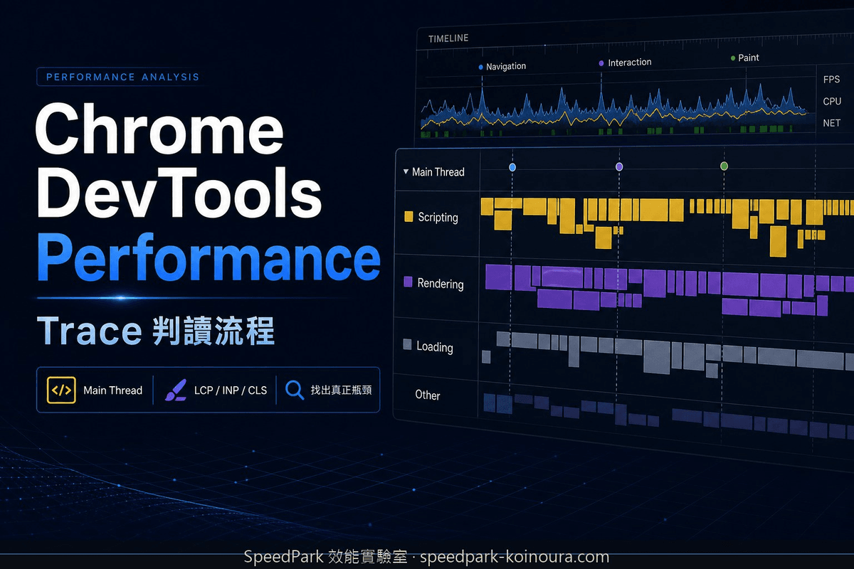 Chrome DevTools Performance 面板怎麼看：從 trace 找出 LCP、INP 與 JavaScript 瓶頸