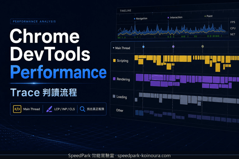 Chrome DevTools Performance 面板怎麼看：從 trace 找出 LCP、INP 與 JavaScript 瓶頸